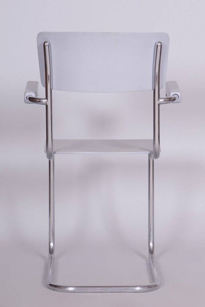Bauhaus Lacquered Wood Writing Desk & Chair attributed to Hynek Gottwald, 1930s, Set of 2
