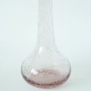 Large pink bubbled glass vase, in the style of Biot, Signed, 1970