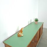 meuble de métier en bois ancien avec lame en formica