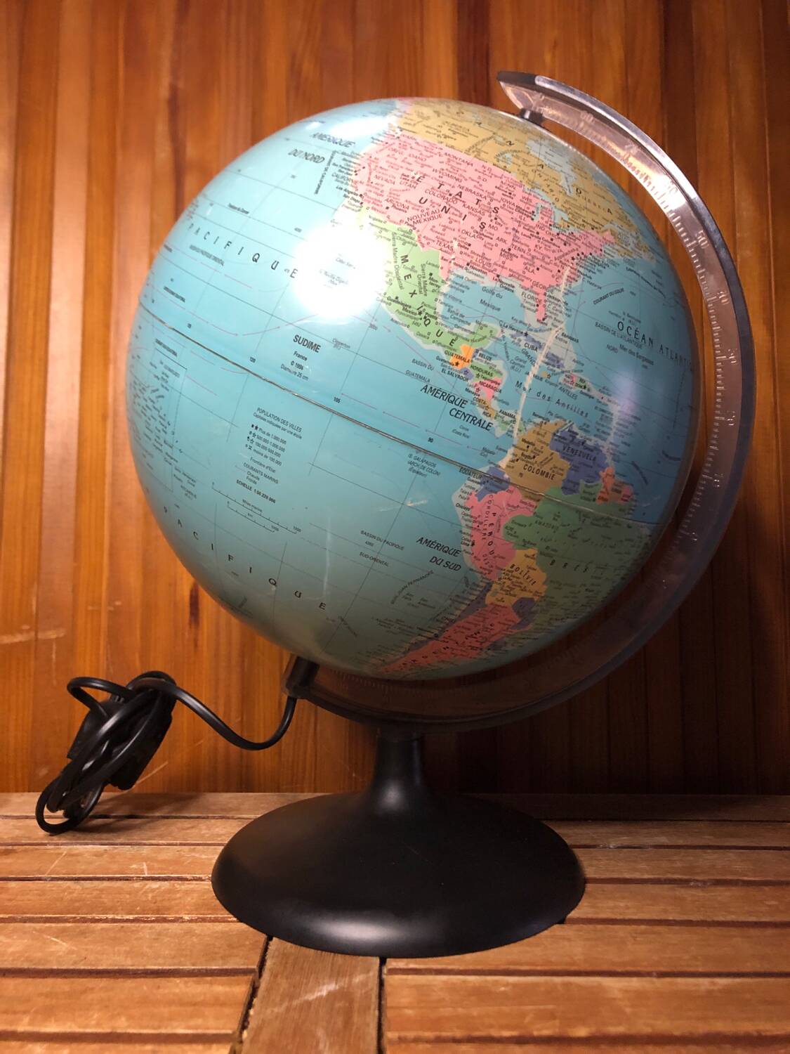 Old world map terrestrial globe sudime météore made in france vintage