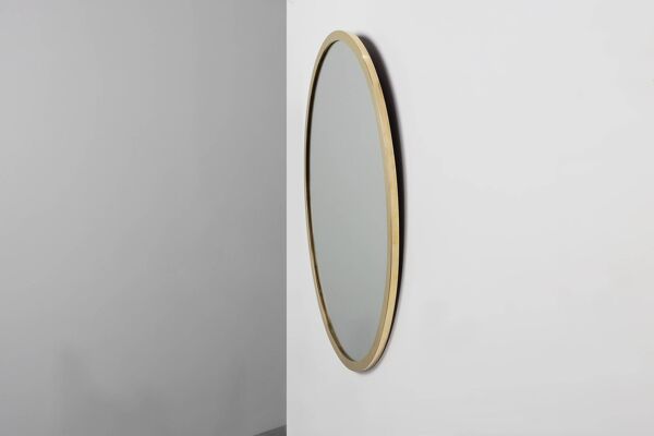 Miroir en métal plaqué cuivre Art Déco, Belgique vers 1925