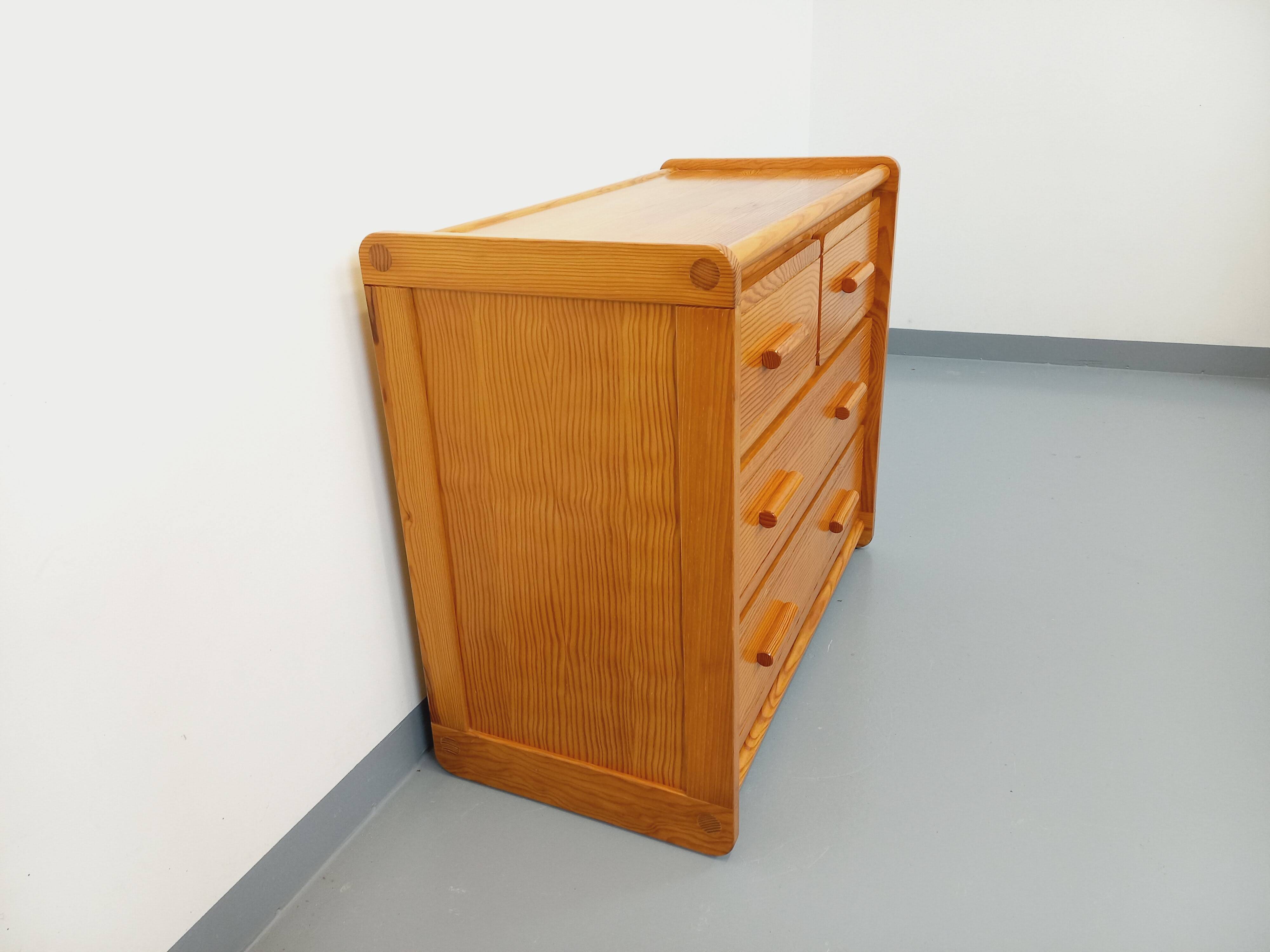 Commode en pin Gautier vintage des années 70 80