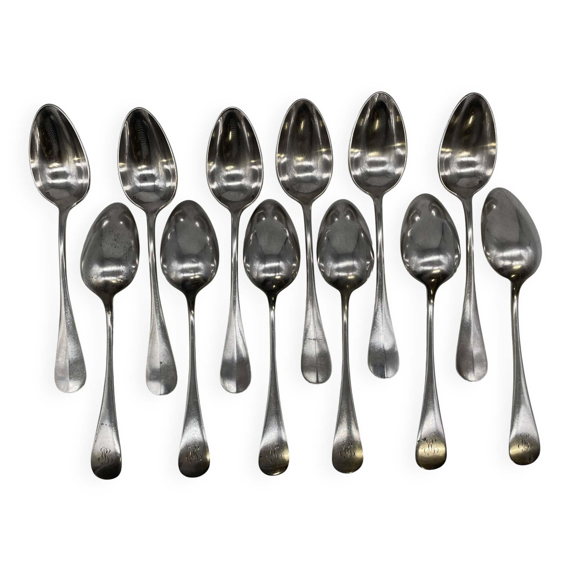 Set of 12 soup spoons, 7 lunch forks, 8 dessert cutlery.