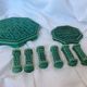 Set of 6 knife holders, a trivet, a 1960s bottle coaster