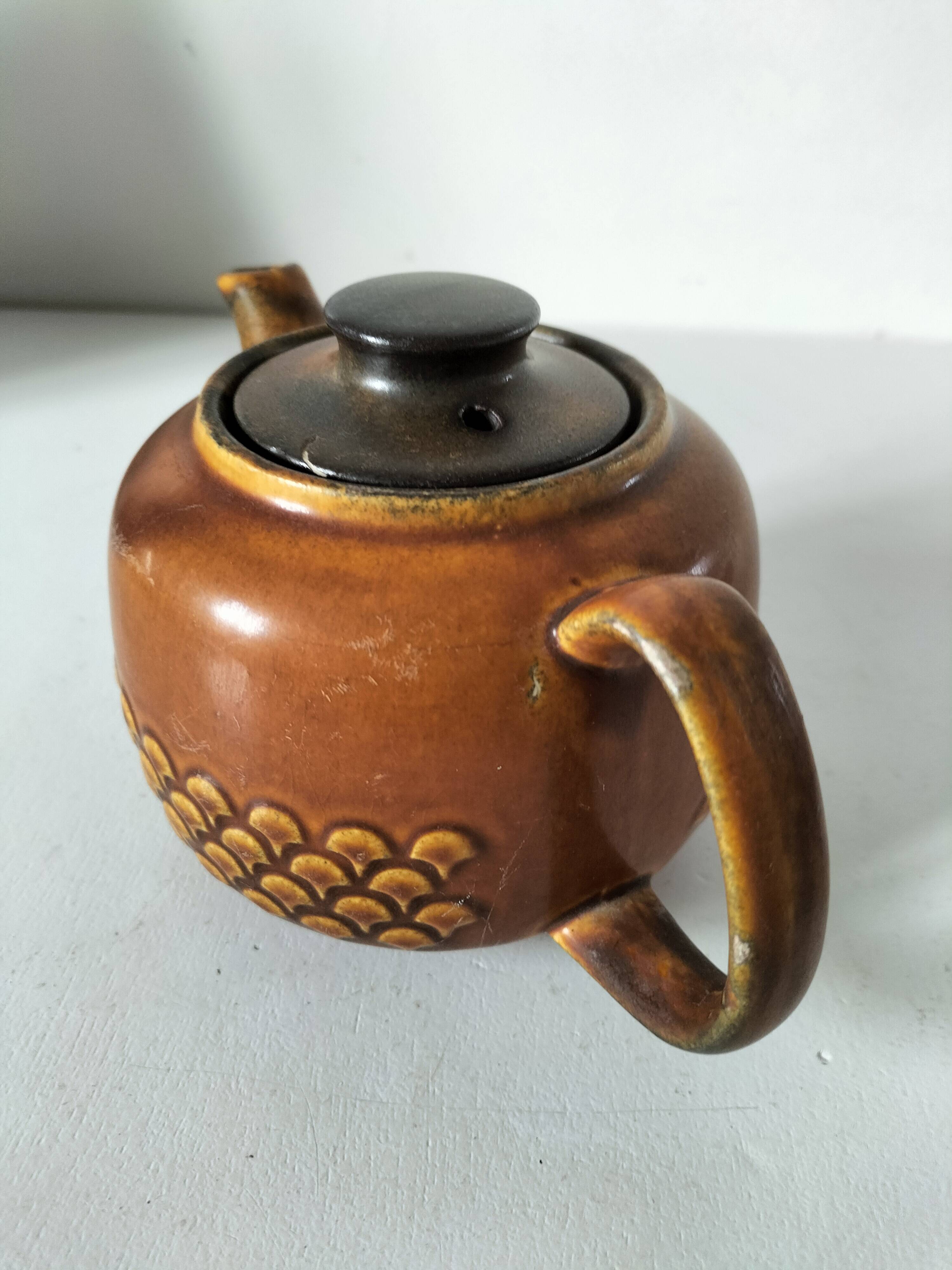 Vintage KW Feuerfest teapot – brown stoneware, 1960s–70s