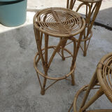 4 vintage rattan stools