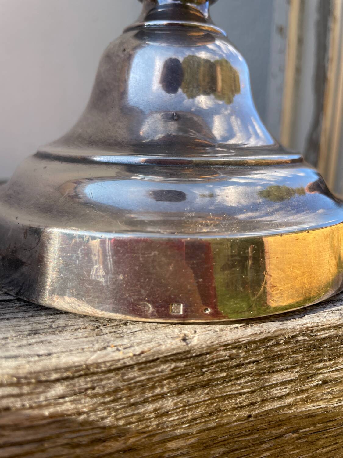 Large silver metal lamp with classic baluster o