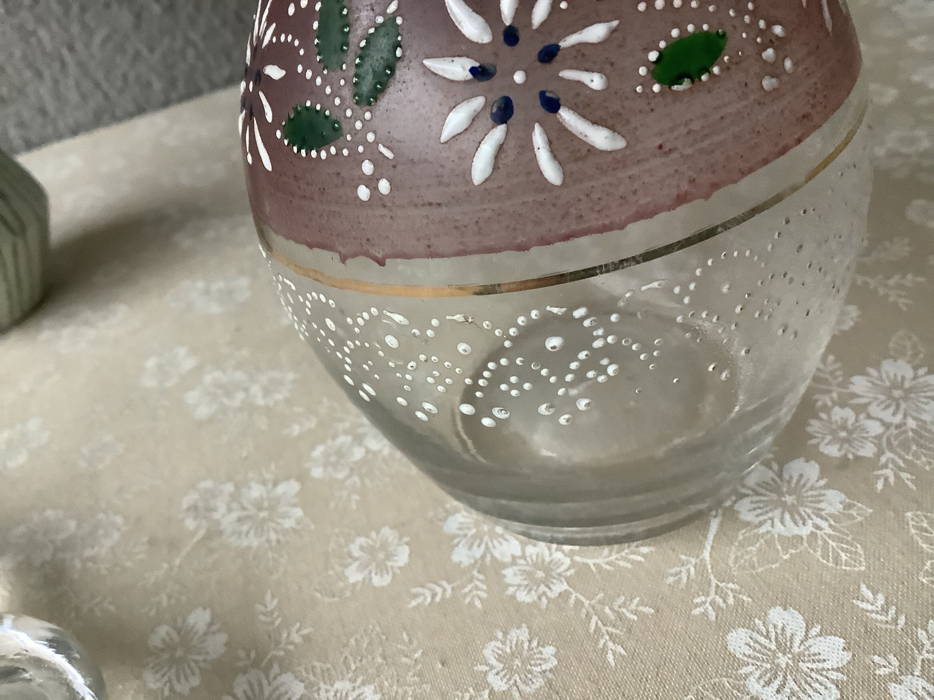 Blown glass enameled liqueur carafe