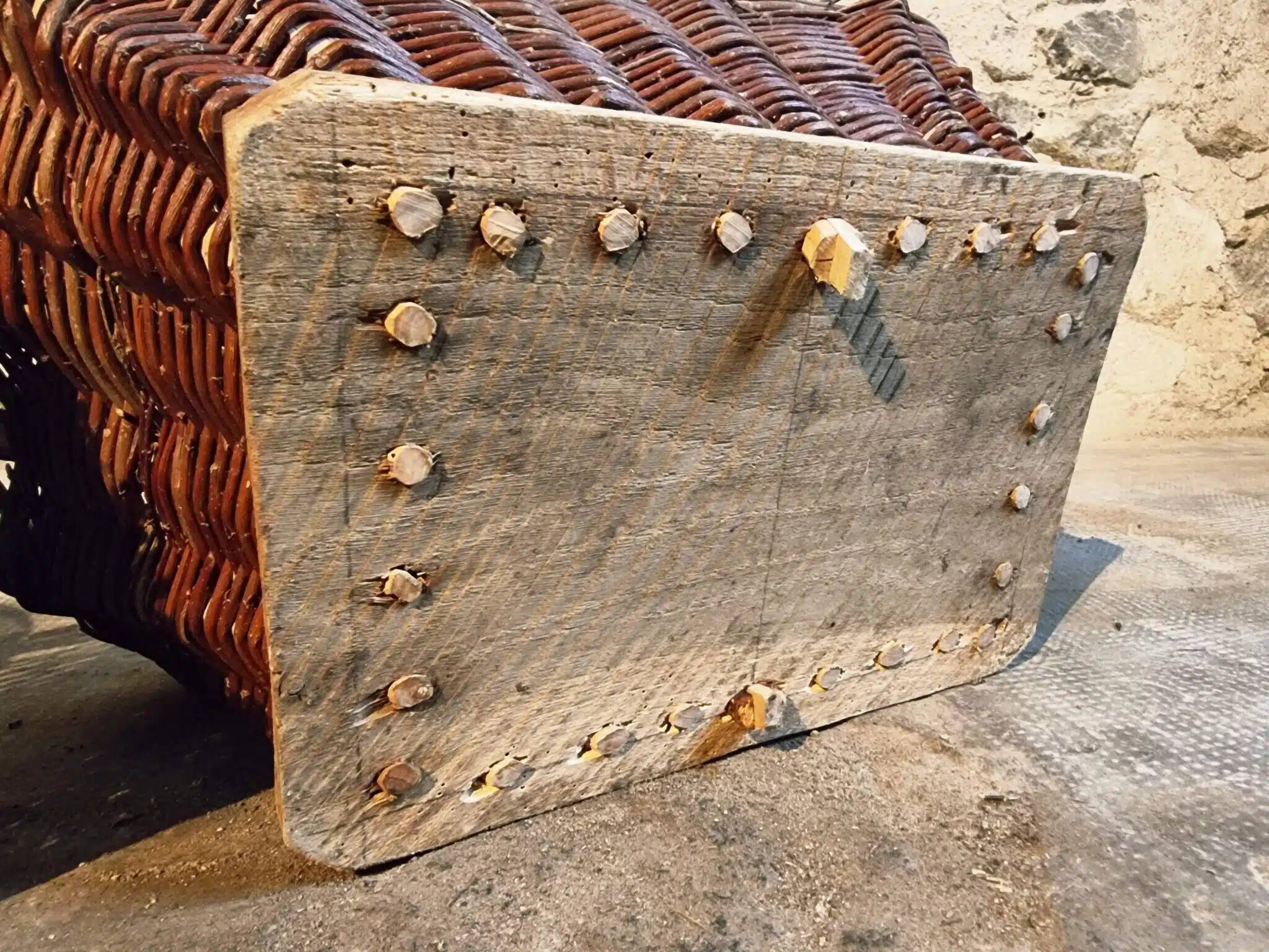 Pair of early 20th century French wicker grape harvest baskets – Rustic vineyard set