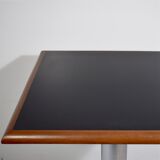 Square bistro dining table, wood, chrome and cast iron