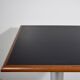 Square bistro dining table, wood, chrome and cast iron