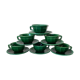 set of 6 cups and sub-cups in green slurry Lunéville 60s