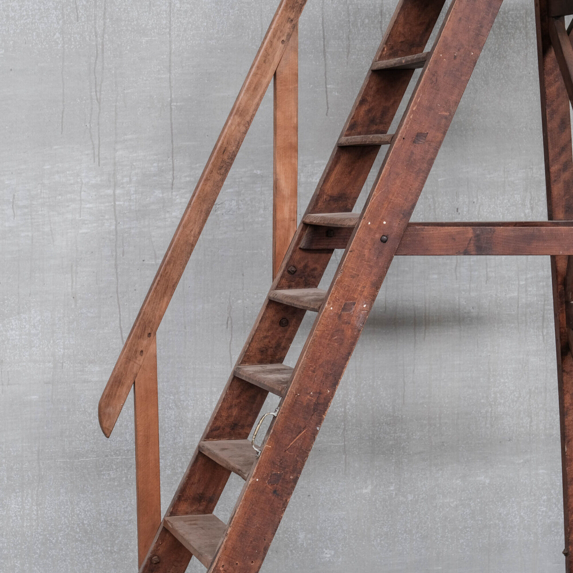 Antique industrial wooden french staircase