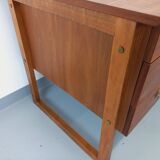 Double-sided executive desk sled legs vintage Scandinavian style in teak from the 60s