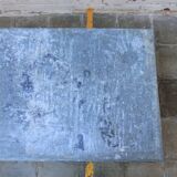 Table de ferme vintage avec plateau en zinc
