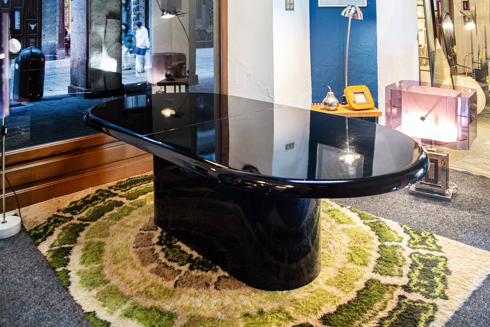 Italian black lacquered wood table from the 1970s