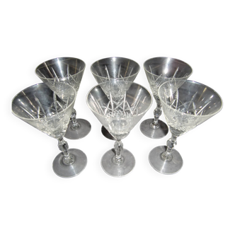 6 crystal champagne glasses