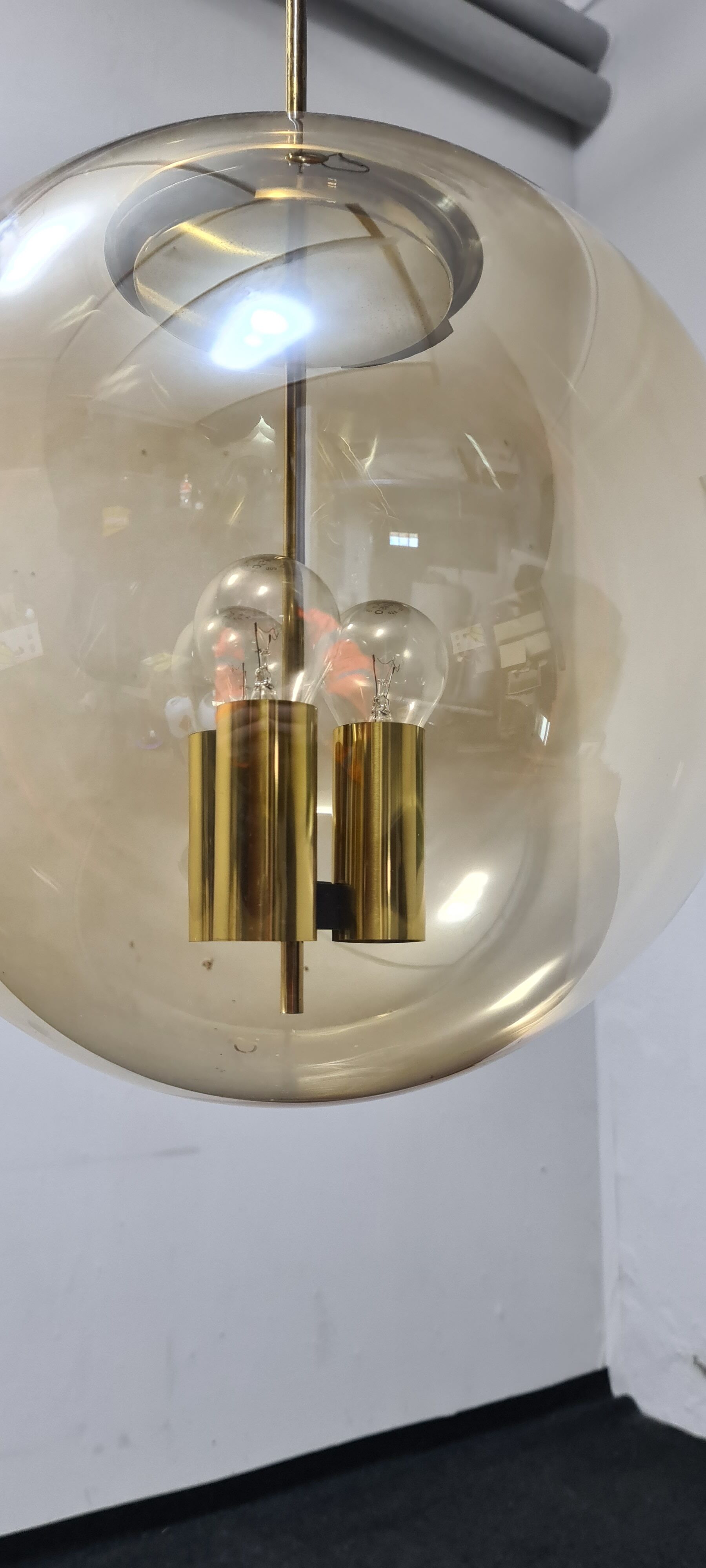 Vintage smoked glass pendant light