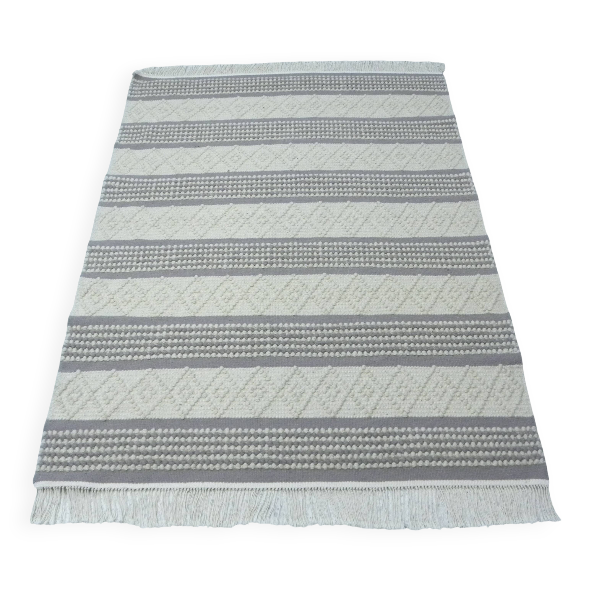 Handmade artisanal rug in Wool – Modern and natural design in Beige Ecru