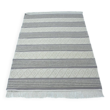Handmade artisanal rug in Wool – Modern and natural design in Beige Ecru