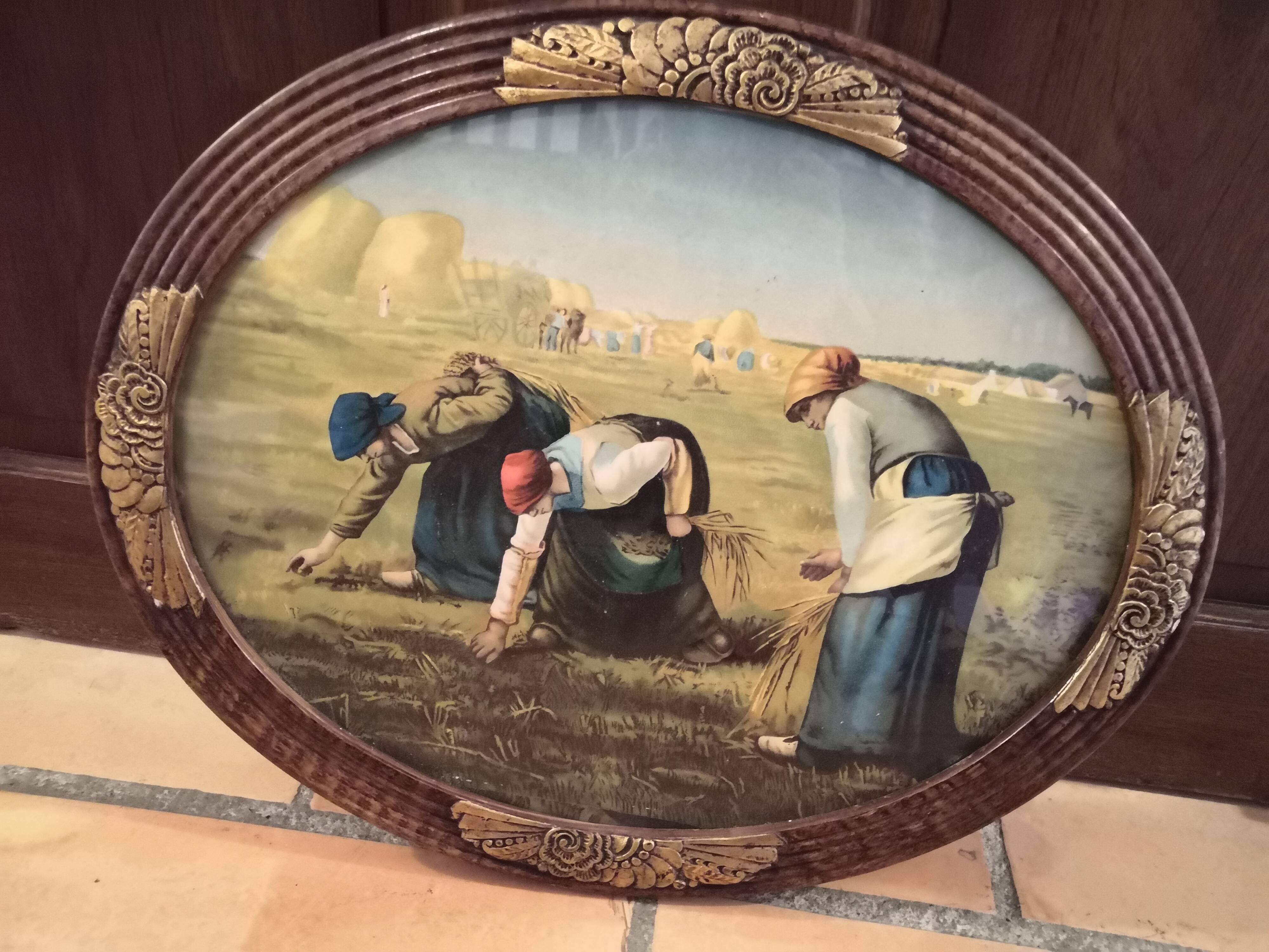 Old painting Oil on canvas "Les Glaneuses" by Jean-François Millet