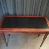 Louis XVI style console table in oak and leather