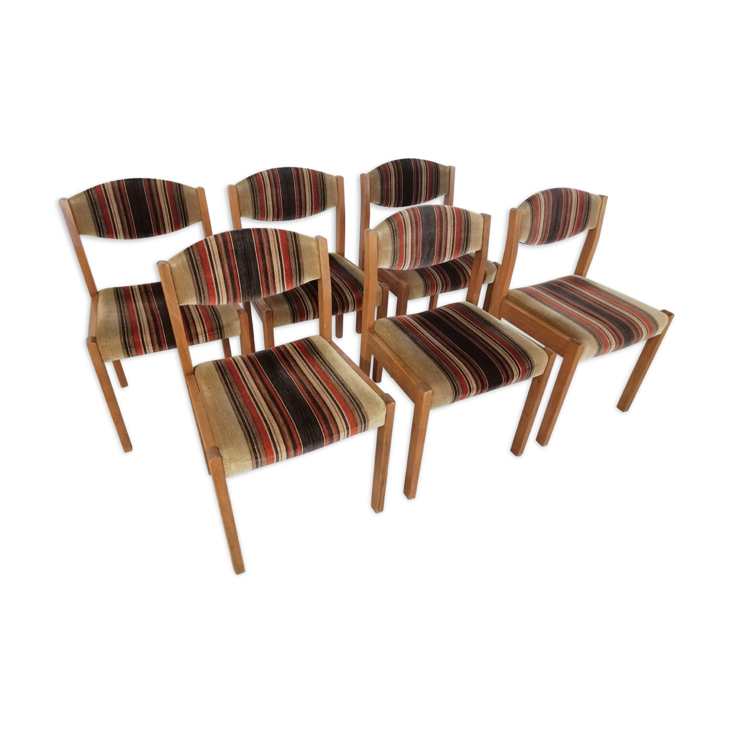 6 vintage chairs year 70 wood and velvet