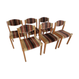 6 vintage chairs year 70 wood and velvet