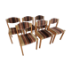 Set de 6 chaises vintage année 70 bois et velours
