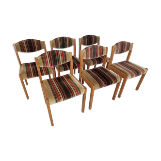 6 vintage chairs year 70 wood and velvet