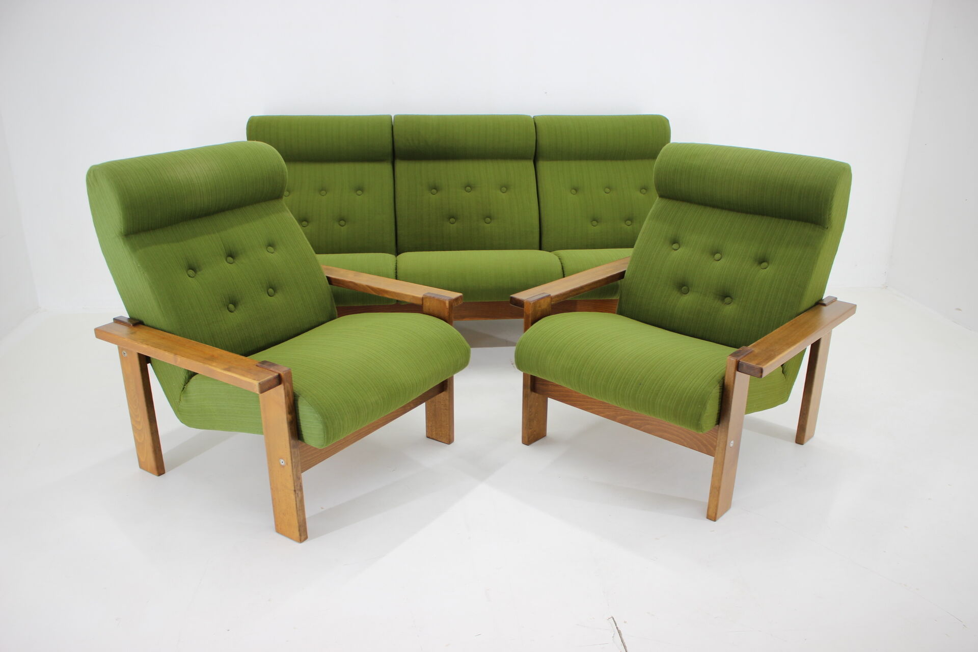 1970s Living Room Beech Set, Czechoslovakia