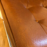 Chauffeuse en cuir marron