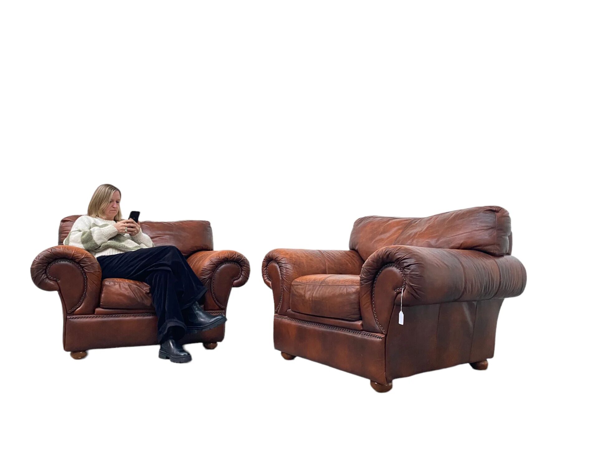 Ensemble de 2 fauteuils en cuir tchèque XL