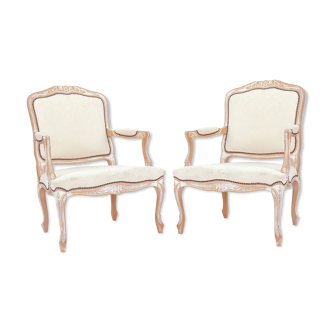 Pair of large Louis XV-style cerus wooden armchairs