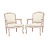 Pair of large Louis XV-style cerus wooden armchairs