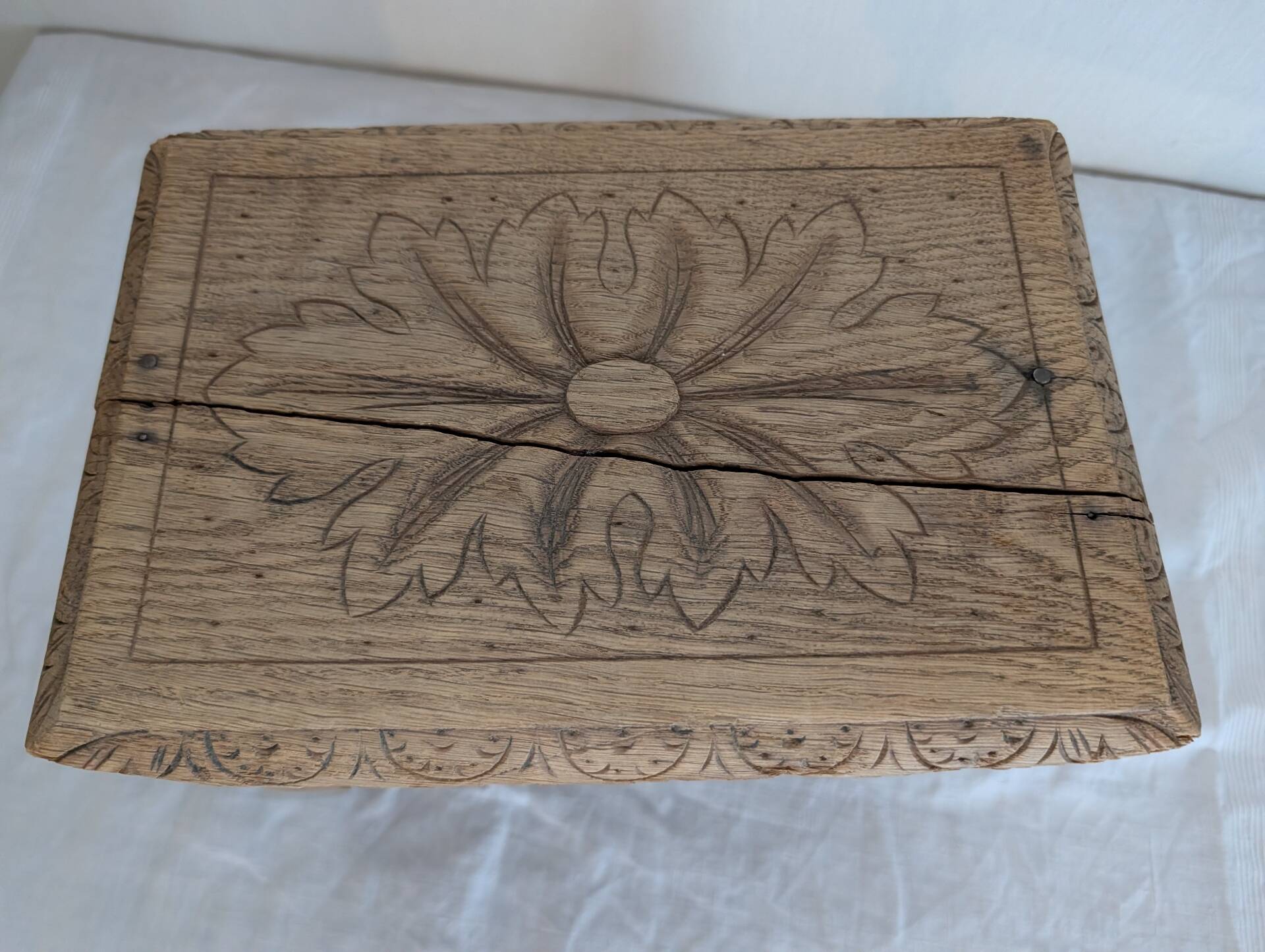Small carved oak bench