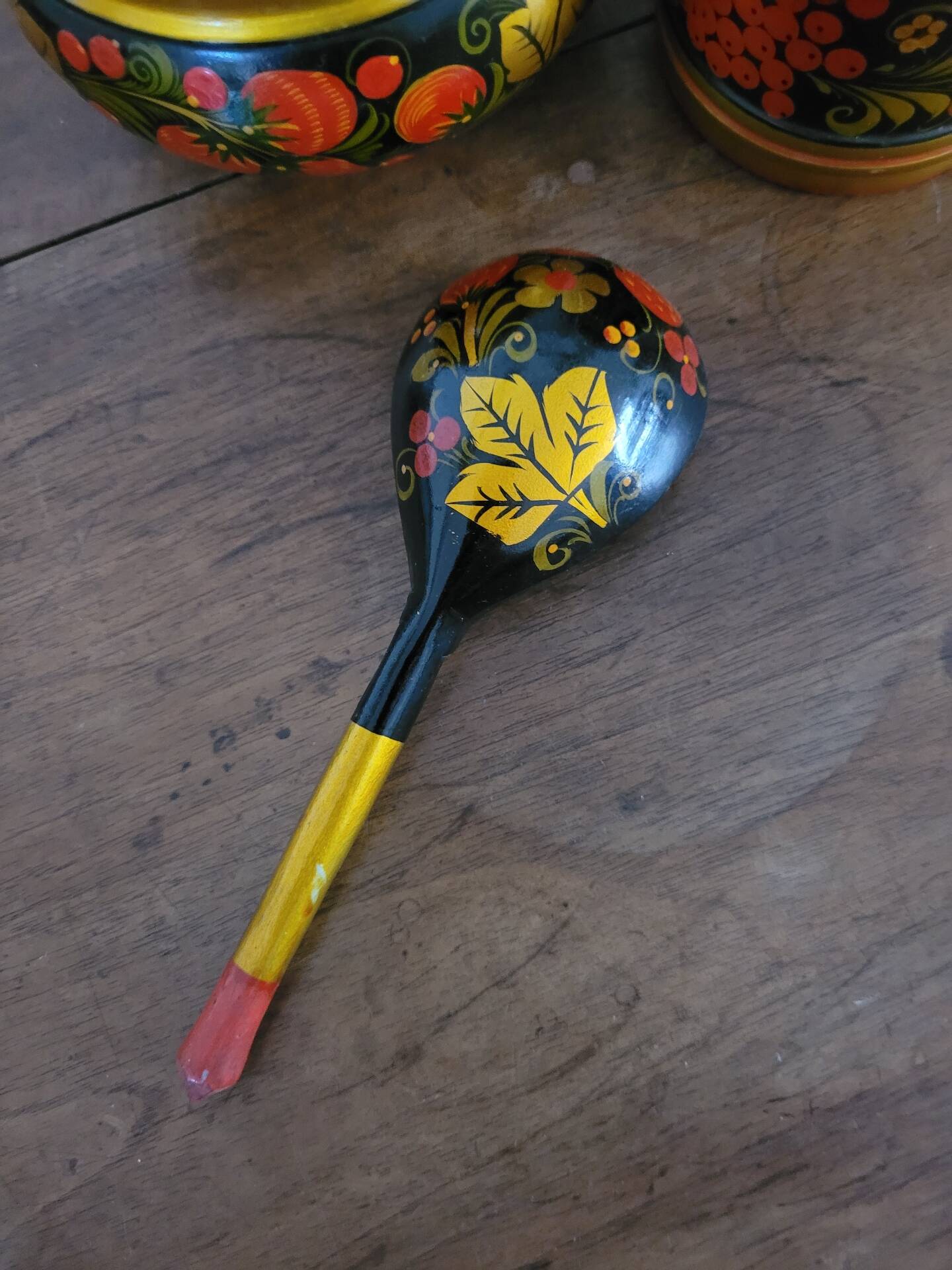 Ensemble bol, pot et cuillère Khokhloma