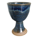 Chalice, cup in blue-glazed stoneware