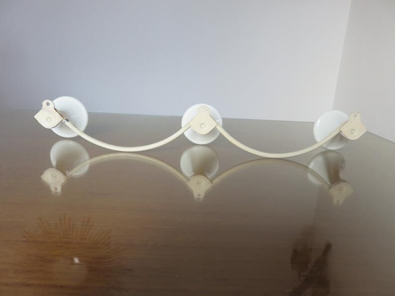 Coat holder 3 white and chrome patères 50s