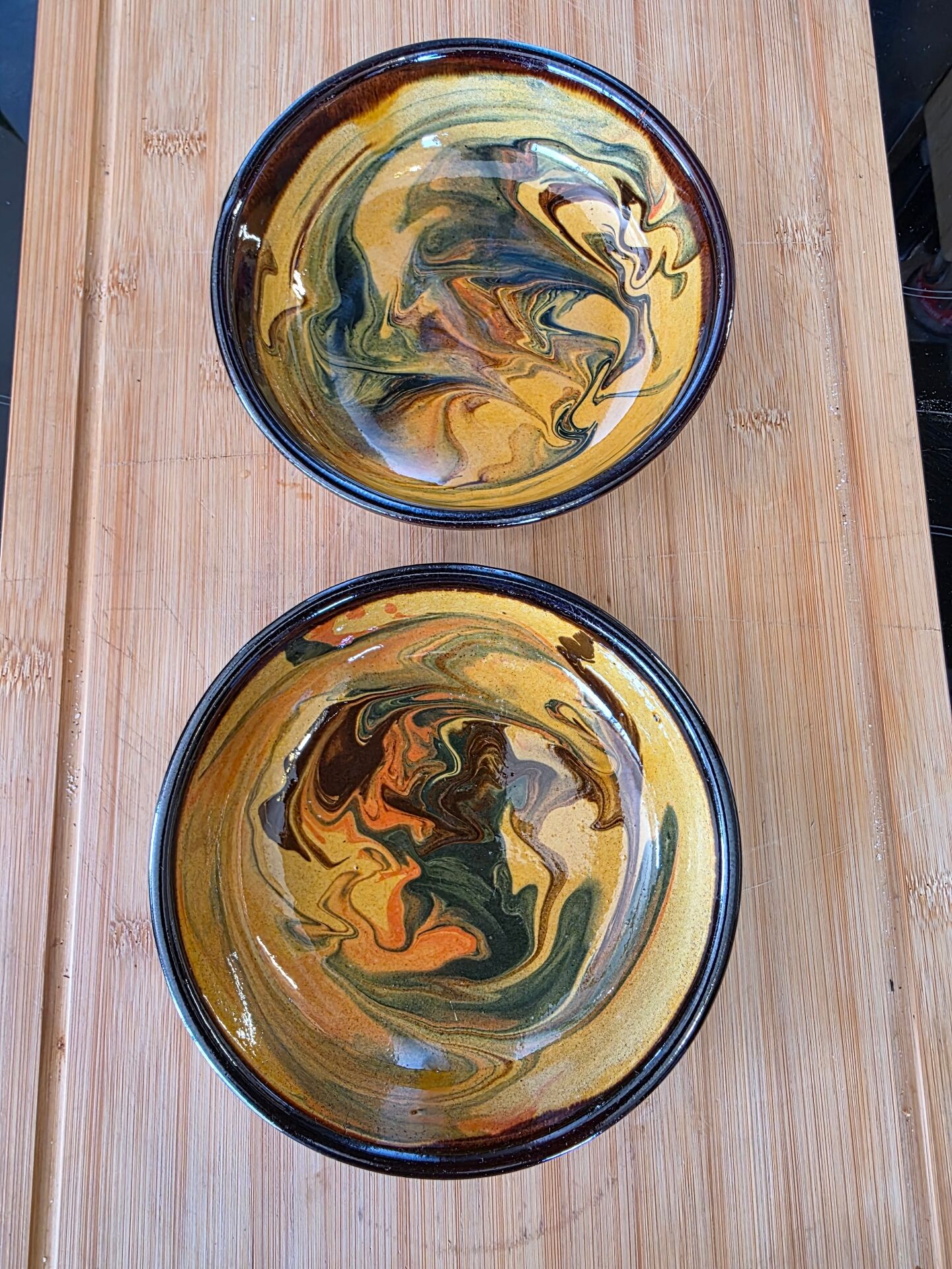 Vintage Duo of Speckled Ceramic Ramekins in Vallauris Style