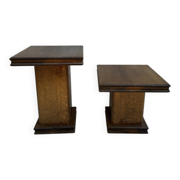 Paire de tables d'appoint en bois de style mid-century moderne : consoles vintage