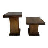 Paire de tables d'appoint en bois de style mid-century moderne : consoles vintage