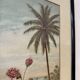 Vintage Print of Lotus Flower and Palm Tree Black Frame