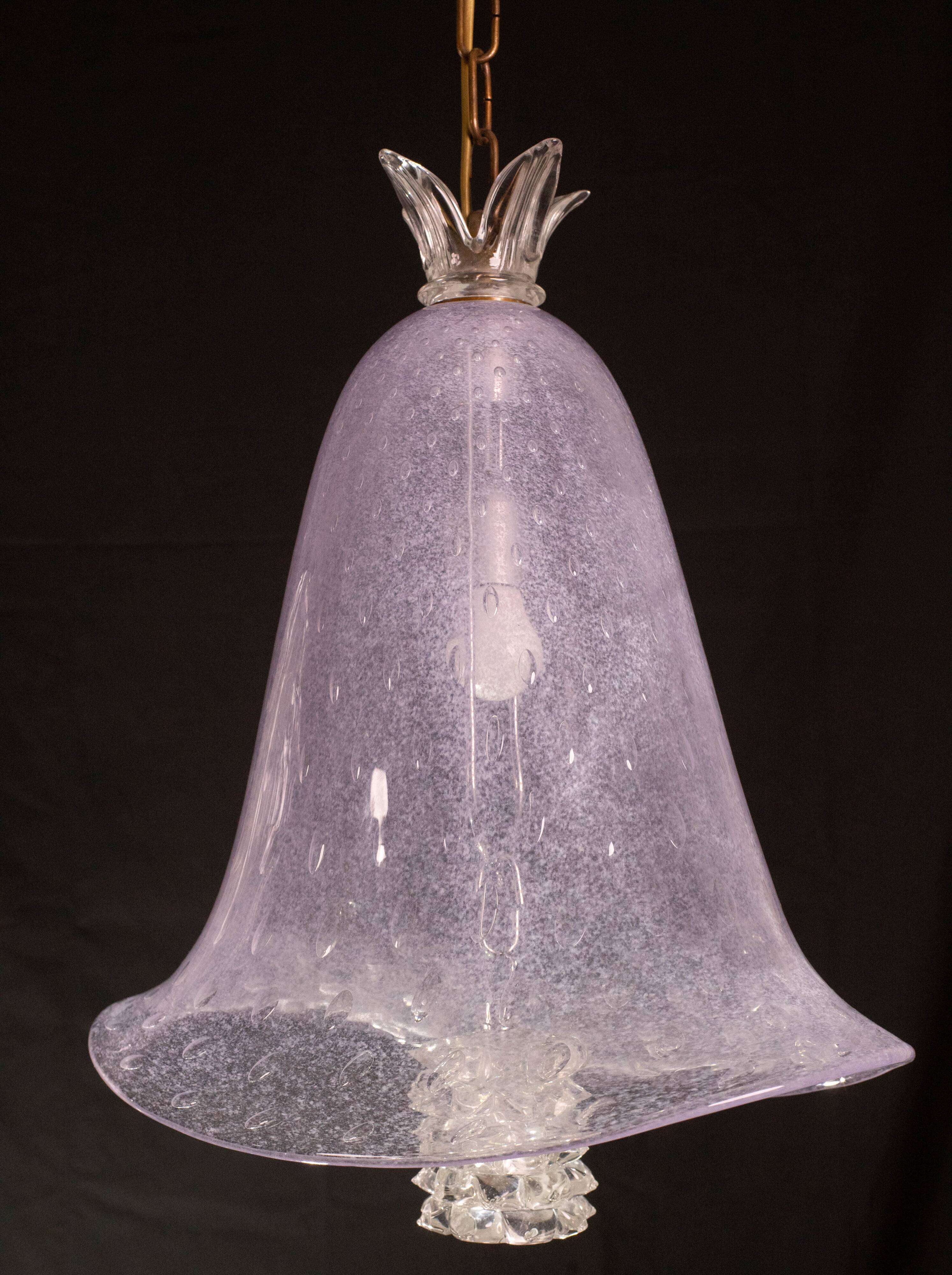 Elegant Barovier e Toso Lantern in Bubble Glass with a Rostrato glass element
