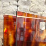 Porte revues en plexiglass et laiton années 70