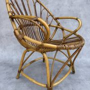 Fauteuil en rotin des années 60 France