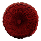 Coussin rond velours rouge foncé rosace tressé vintage