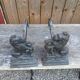 Paire de chenets lions en fonte