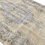 5x9 Rug For Living Room Gray Blue Handmade Wool Antique Turkish Rug, 156x264Cm