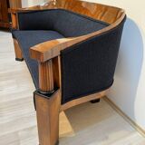 Biedermeier Sofa in Walnut Veneer & Black Teddy Fabric, Vienna, Austria, 1825